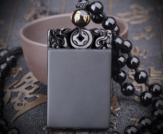 Obsidian Plain Safety Pendant, Black Jade Ornament