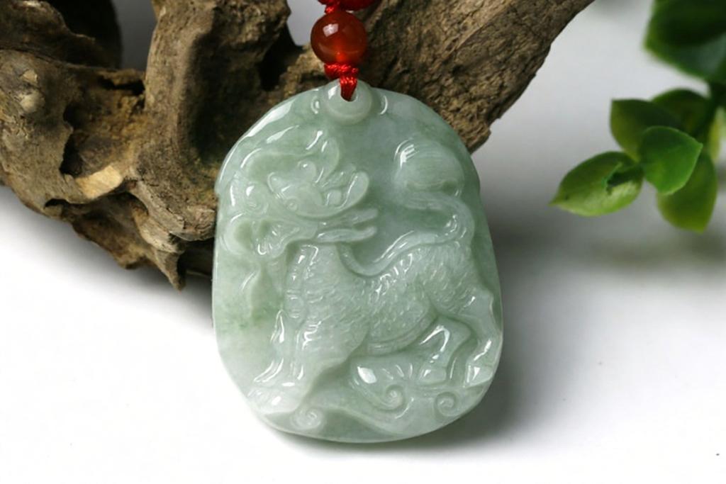 Jade Qilin Pendant, Green Jade Fire Qilin Peace Jade Plaque, Jade Ornament