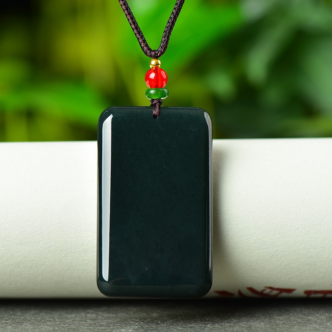 Natural Xinjiang Hetian Jade Green Jade Plain Pendant