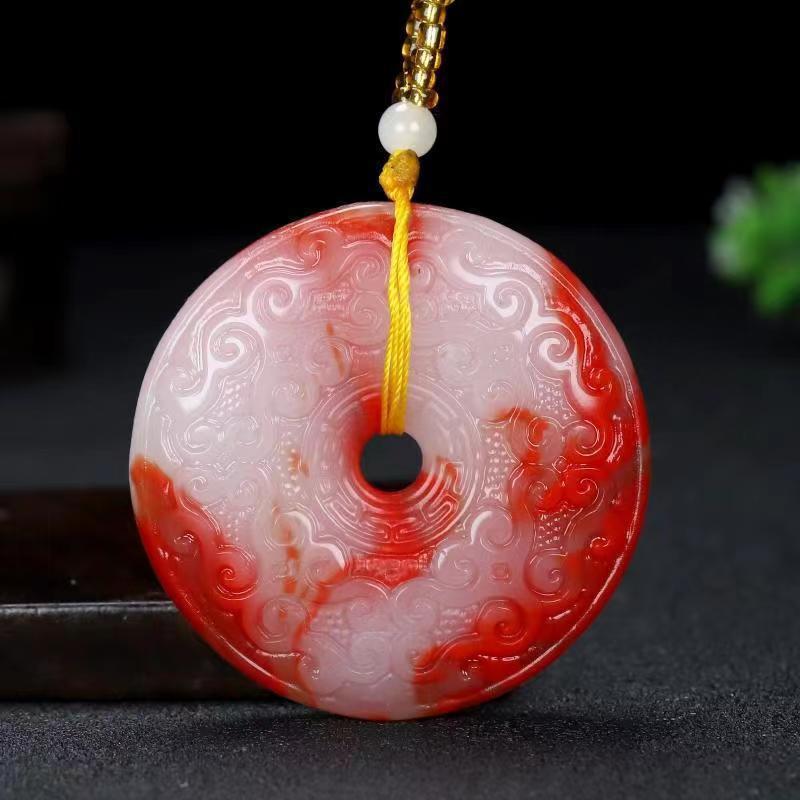 Chicken Blood Jade Safety Buckle Pendant