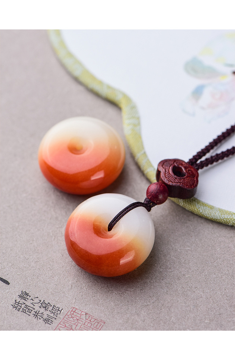 Natural Xinjiang Golden Silk Jade Sugar White Jade Safety Buckle Pendant