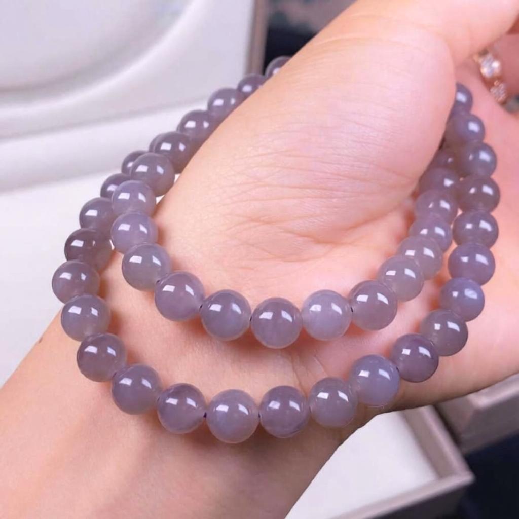 Hetian Jade Violet Round Beads Mom Necklace, Jade Ornament