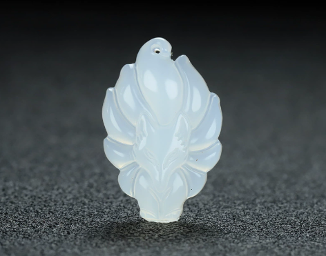Natural Jade Nine-Tailed Fox Pendant