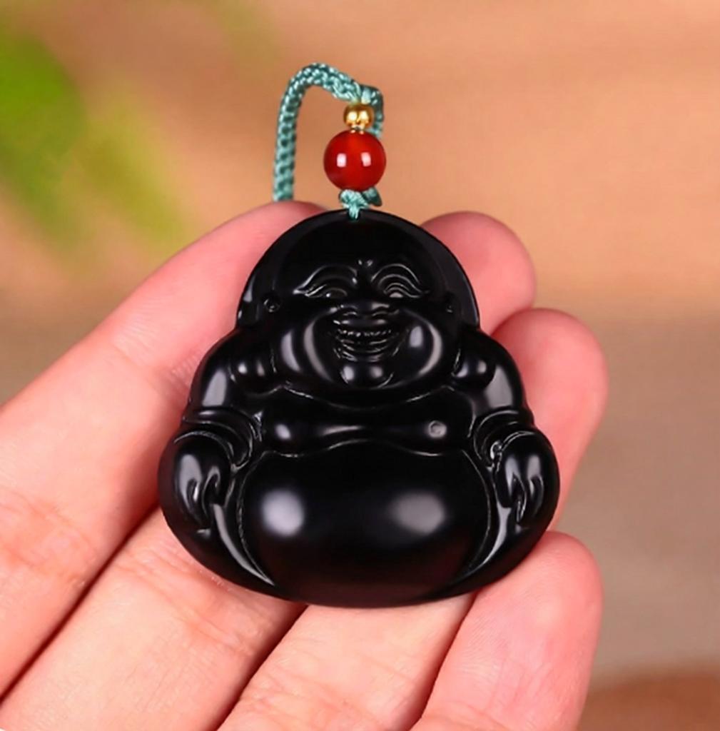 Natural Hetian Black Jade Maitreya Buddha Pendant