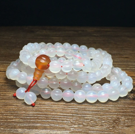 Natural Old Agate 108‑Bead Multi‑Loop Bracelet Necklace, Wenwan Prayer Beads for Men Women
