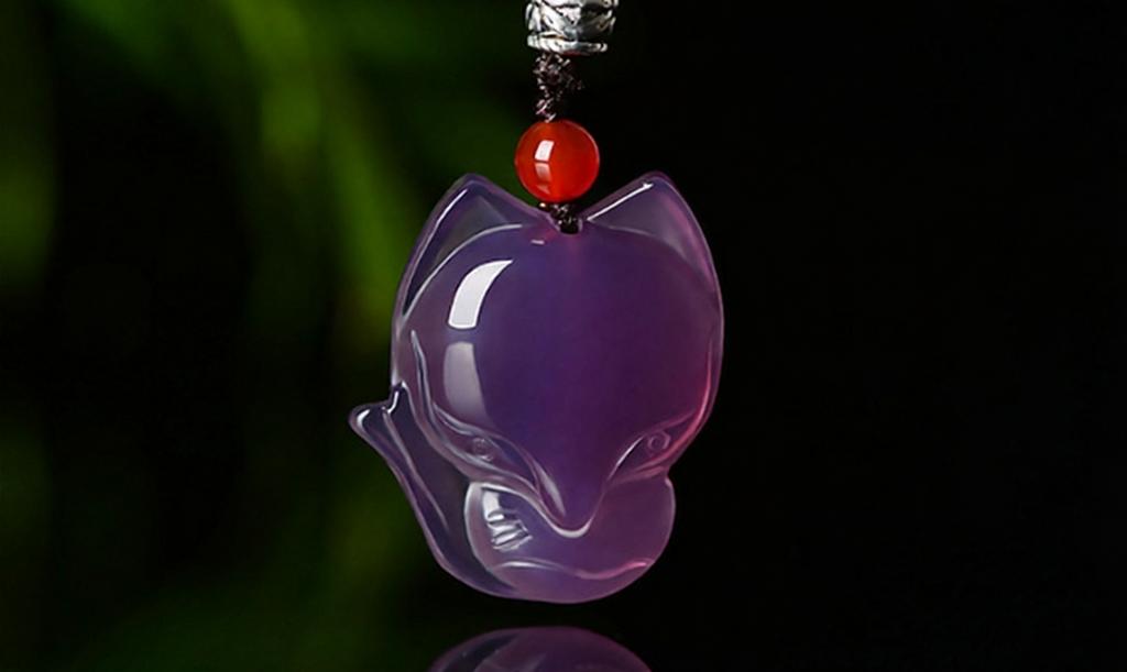 Imperial Purple Chalcedony Fox Pendant