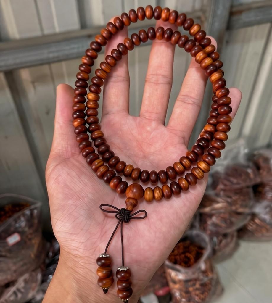 Taihang Aged Cedar Abacus Bead Bracelet, 6mm×9mm, 108 Beads
