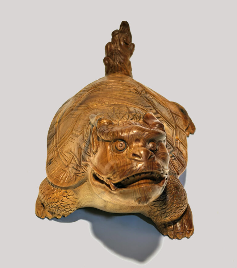 Hand-carved Dragon-Turtle from Taihang Mountain Cypress