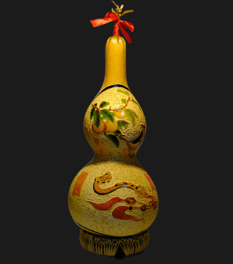 Natural Gourd Hand-Carved and Colored Artwork