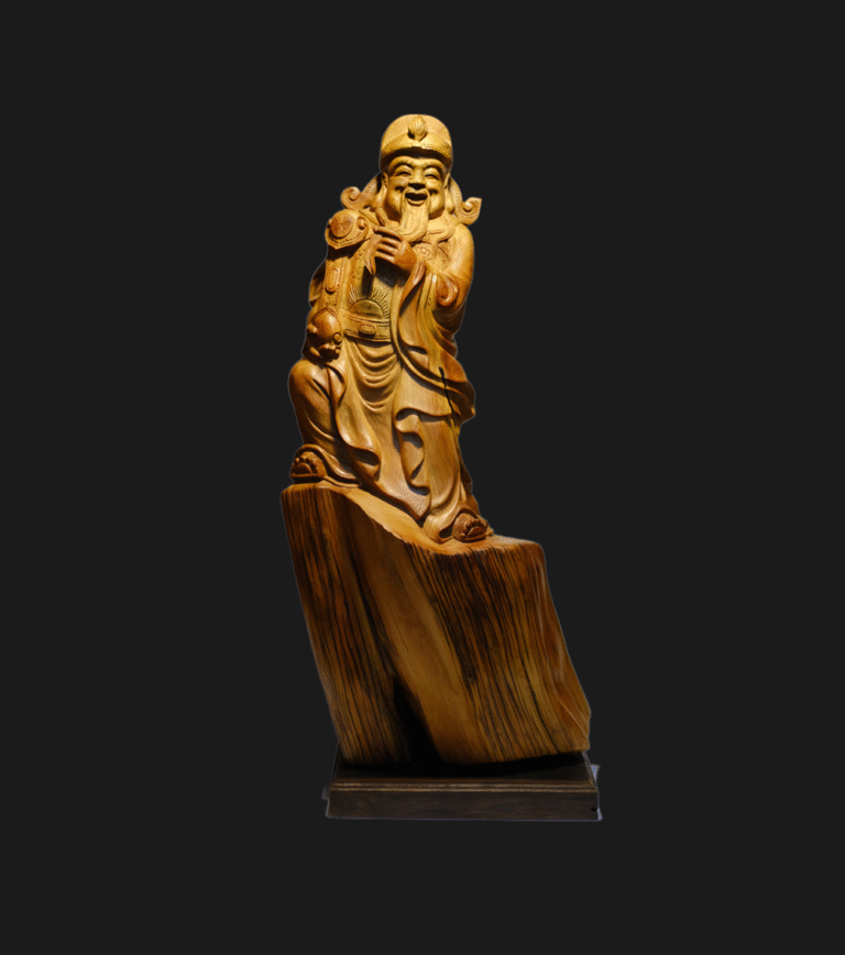 Taihang Cliff Cypress Carved God of Wealth Statue