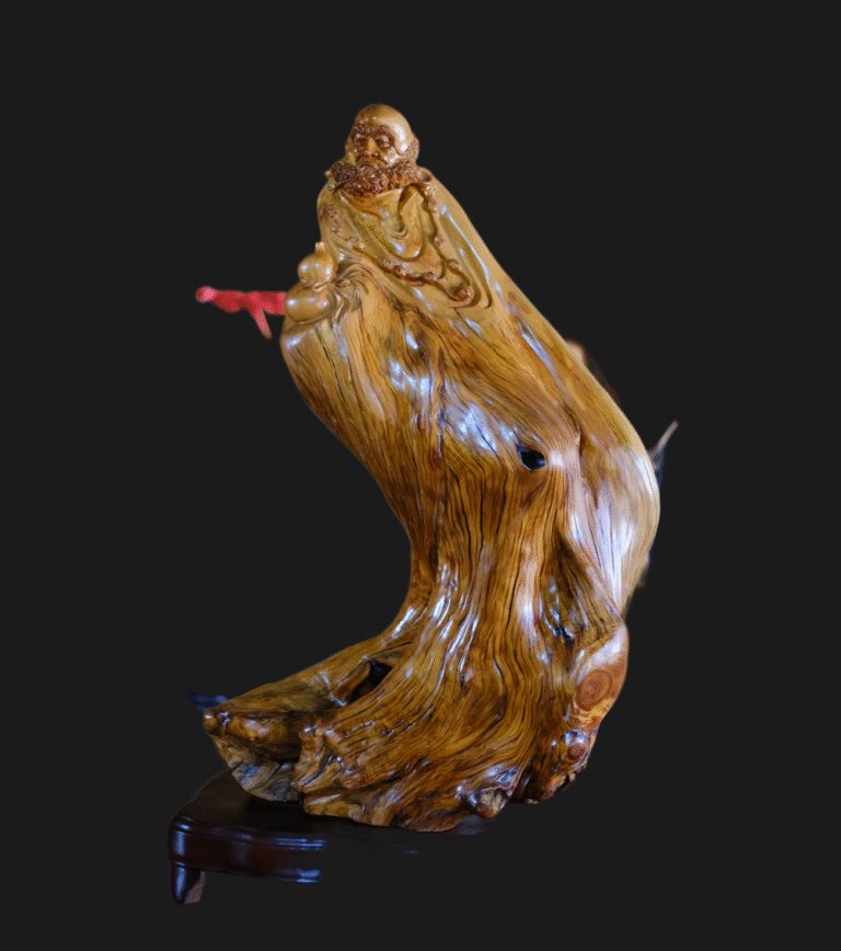 Taihang Yabai Cedar Wood Carved Damo Statue Artwork