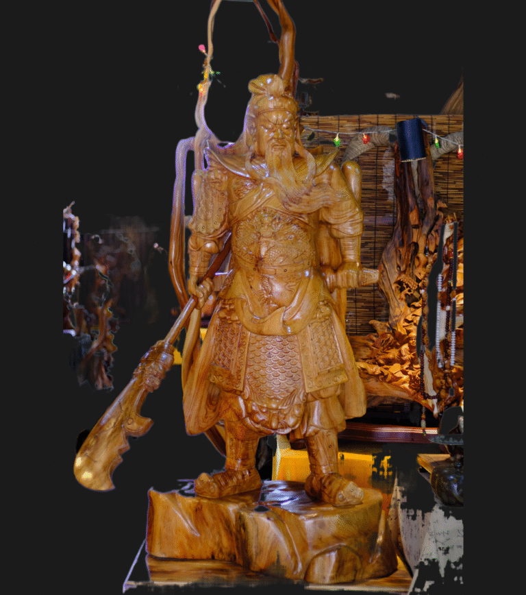 Taihang Yabai Cedar Wood Carved Guan Yu Full-Body Statue Artwork