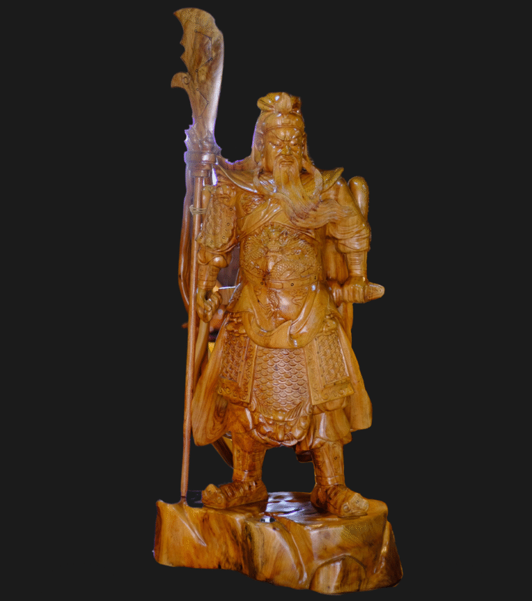 Taihang Yabai Cedar Wood Carved Guan Yu Full-Body Statue Artwork