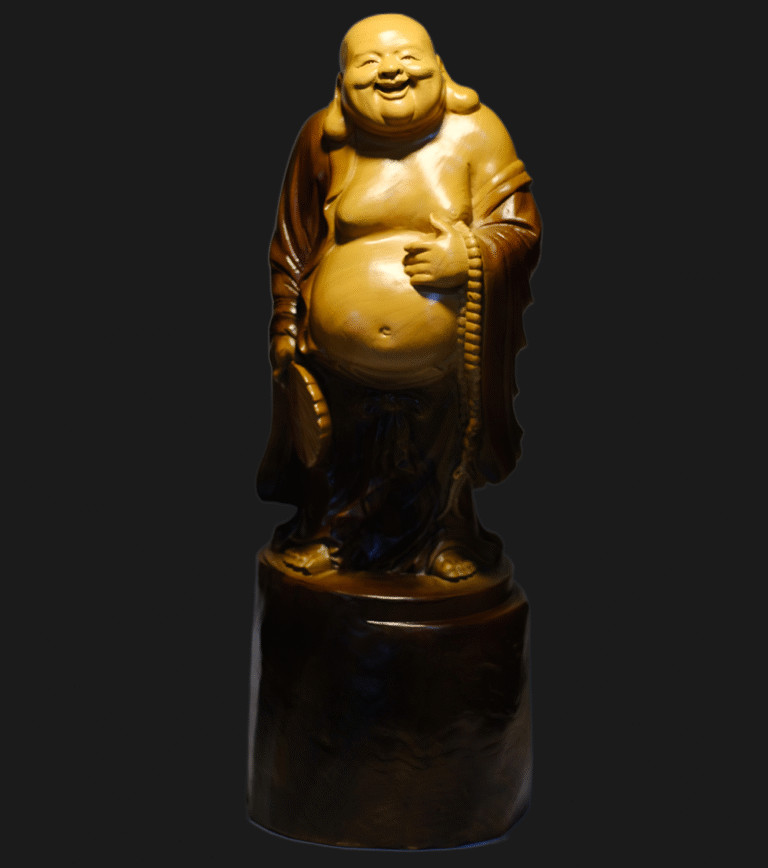 Woodcarved Maitreya Buddha Ornament From China Taihang